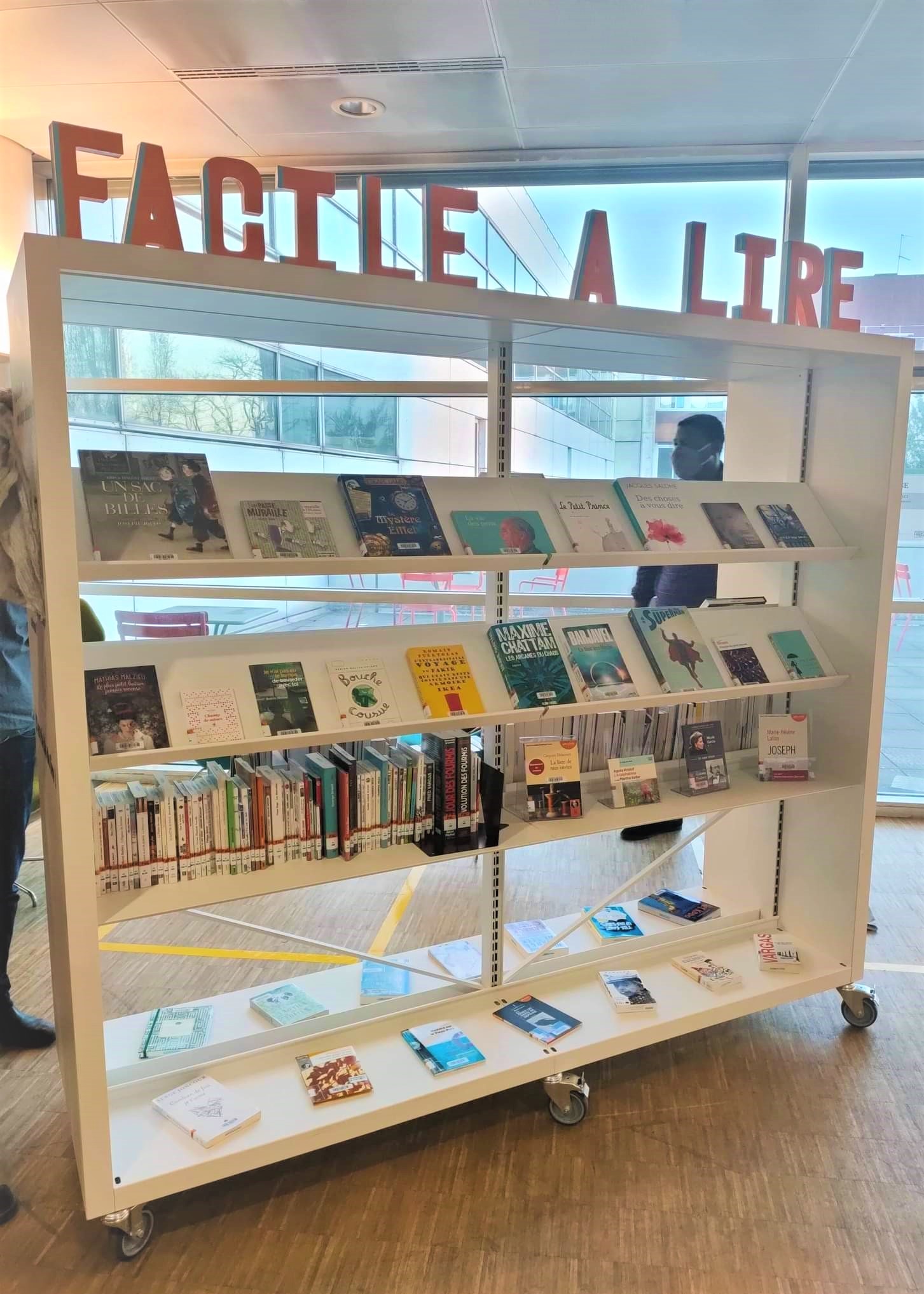 Meuble du fonds facile à lire avec livres anglais et francais